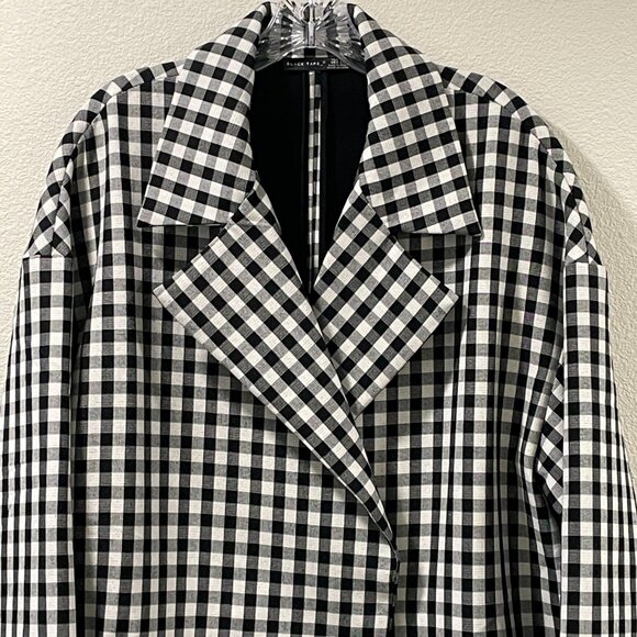(NEW) BLACK TAPE Long Line Coat Buffalo Check Long Sleeve Oversize, B & W - XL - Picture 3 of 8